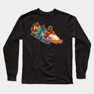 Funny Bobsleigh Bigfoot Crew in Christmas Sleighing Daddies Long Sleeve T-Shirt